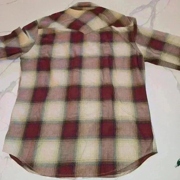 Levi's Plaid Snap Button Down Long Sleeve Shirt Red Size Medium - Picture 9 of 11
